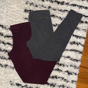 TWO! Victoria's Secret Leggings in Gray and Maroon
